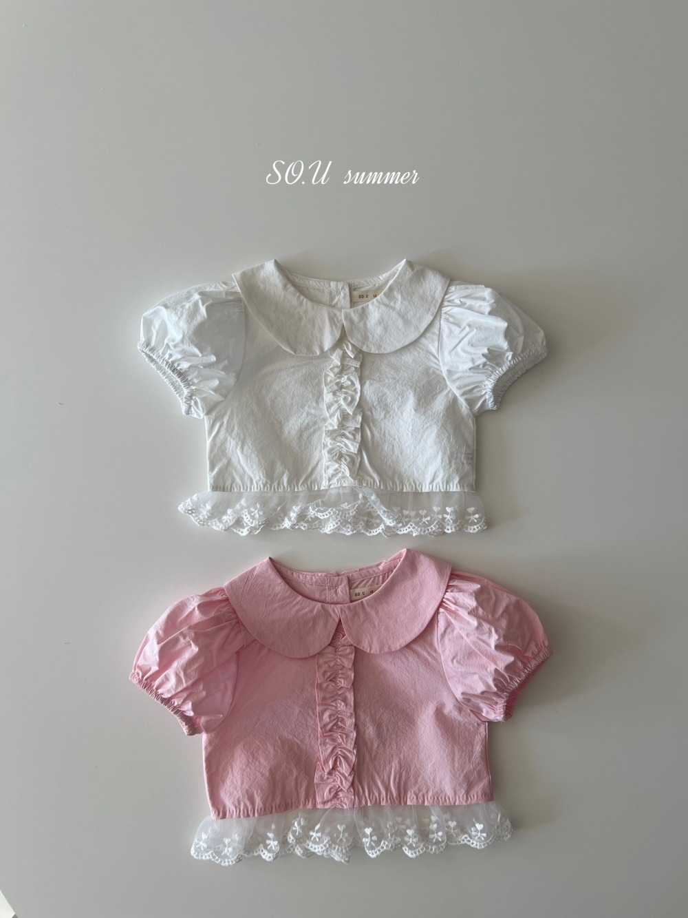 SO.U11｜(6m-4y) 蕾絲滾邊短版上衣