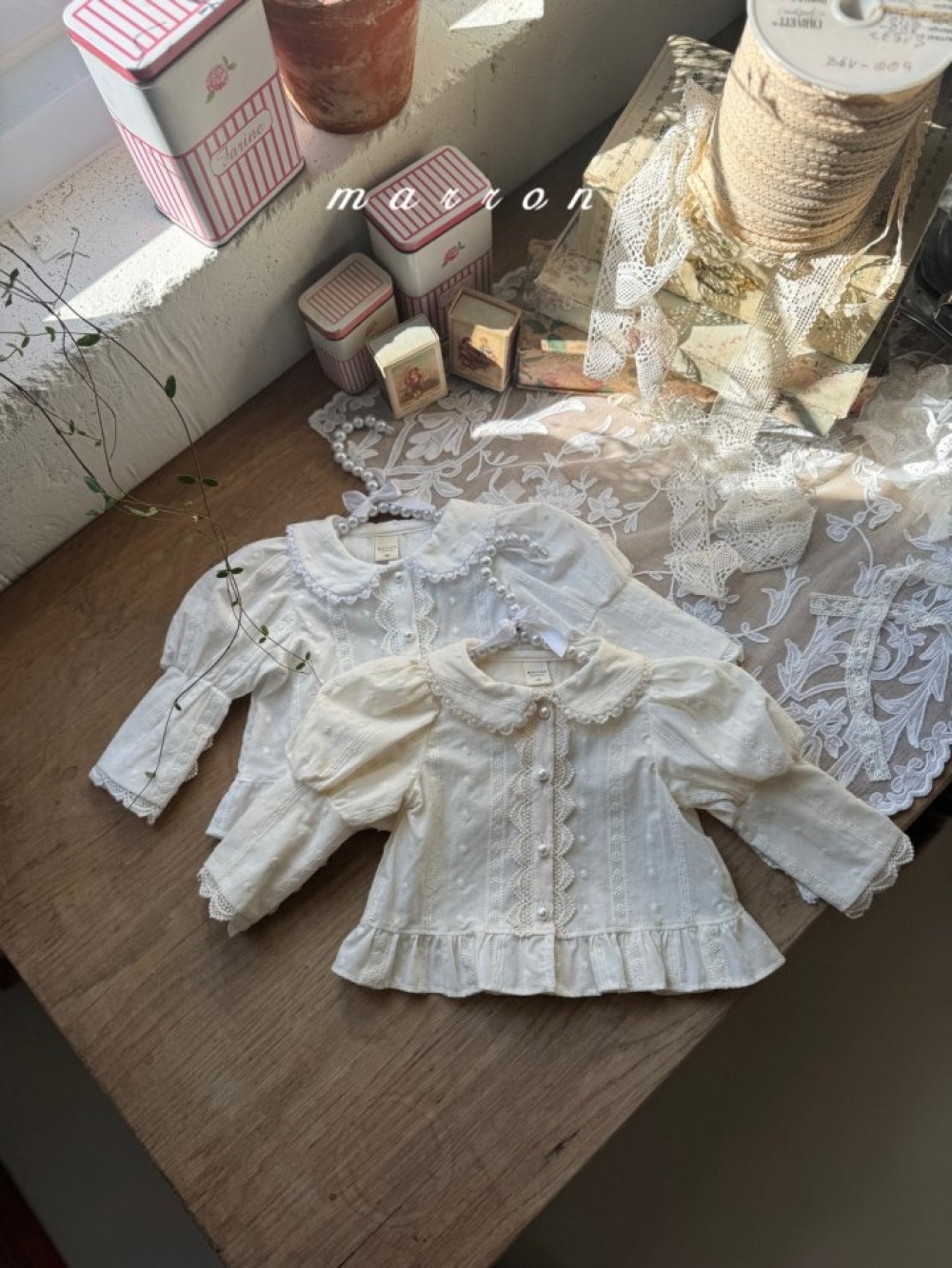 Marron62｜(1y-6y) 蕾絲公主袖襯衫