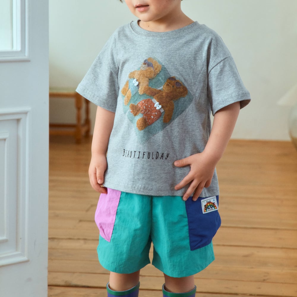 1st blue12｜(~93-118cm) 拼色口袋短褲