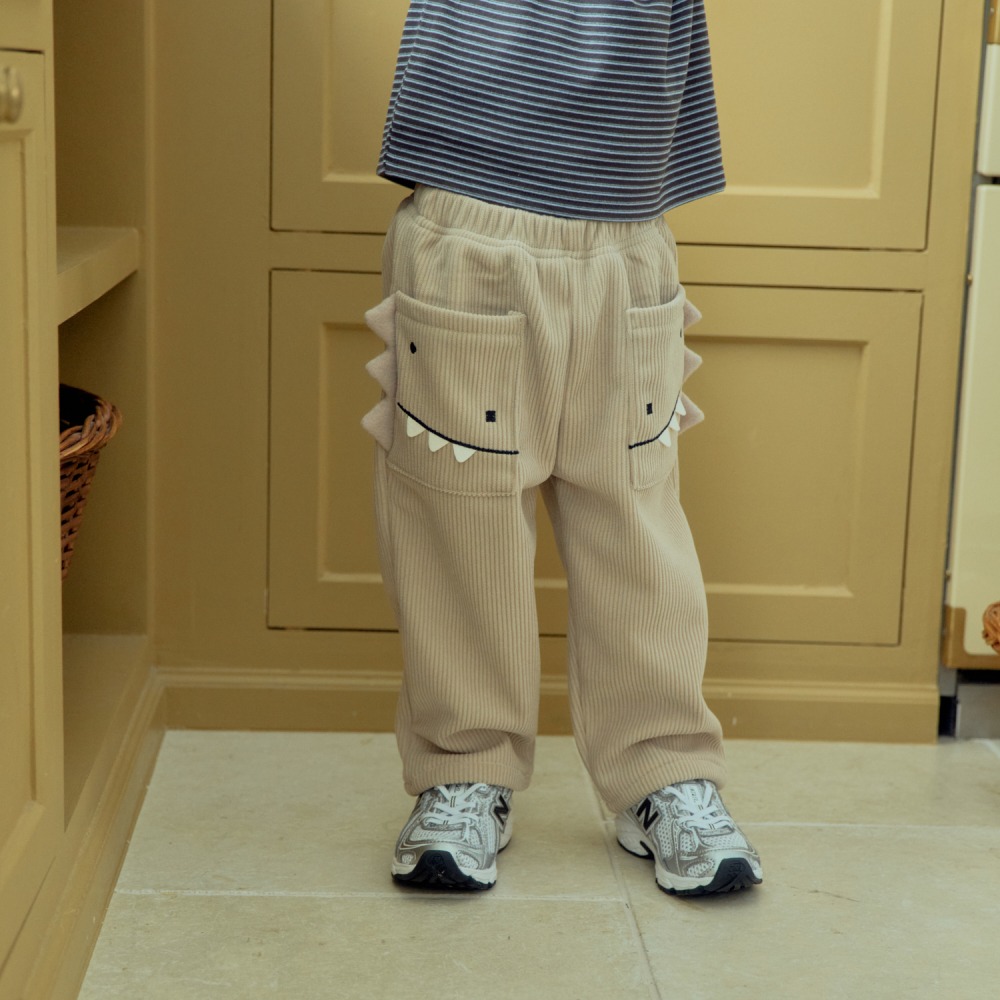 1st blue 03｜(80-118cm) 2色燈心絨內刷毛恐龍長褲