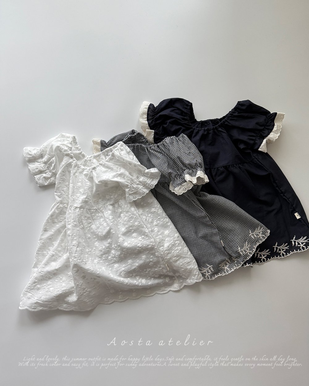 AOSTA16｜(6m-5y) 3款蕾絲泡泡袖洋裝