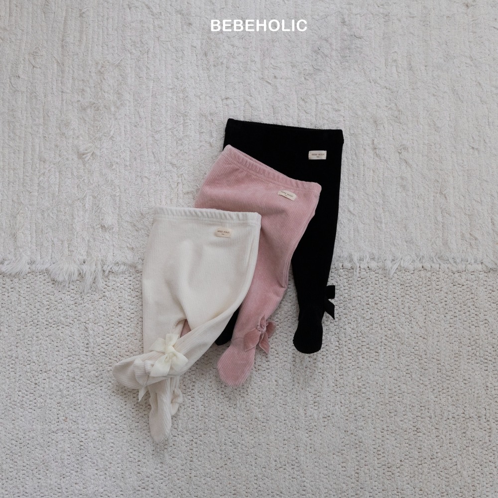 Bebe holic29｜(3m-18m) 燈芯絨蝴蝶結褲襪