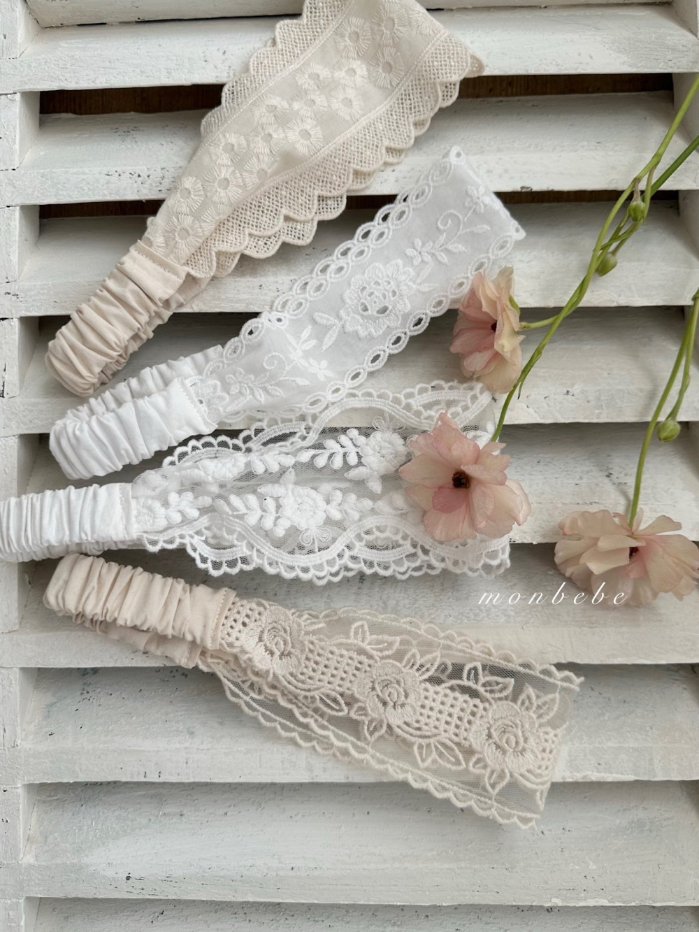 MONBEBE24｜(Free) 刺繡蕾絲髮帶
