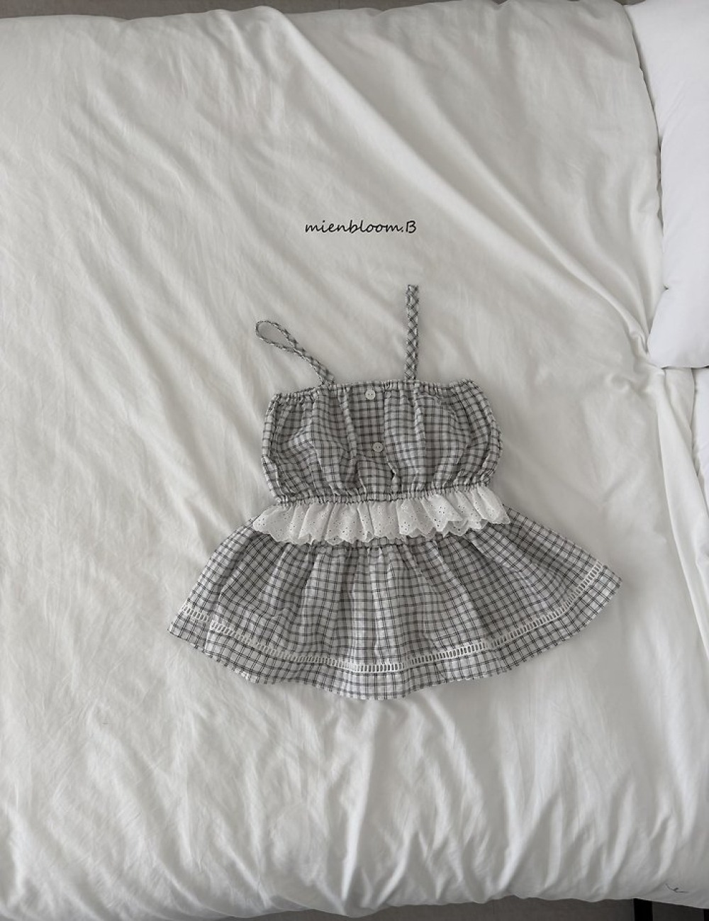 Bloom.b38｜(55cm-118cm) 格紋細肩短版背心