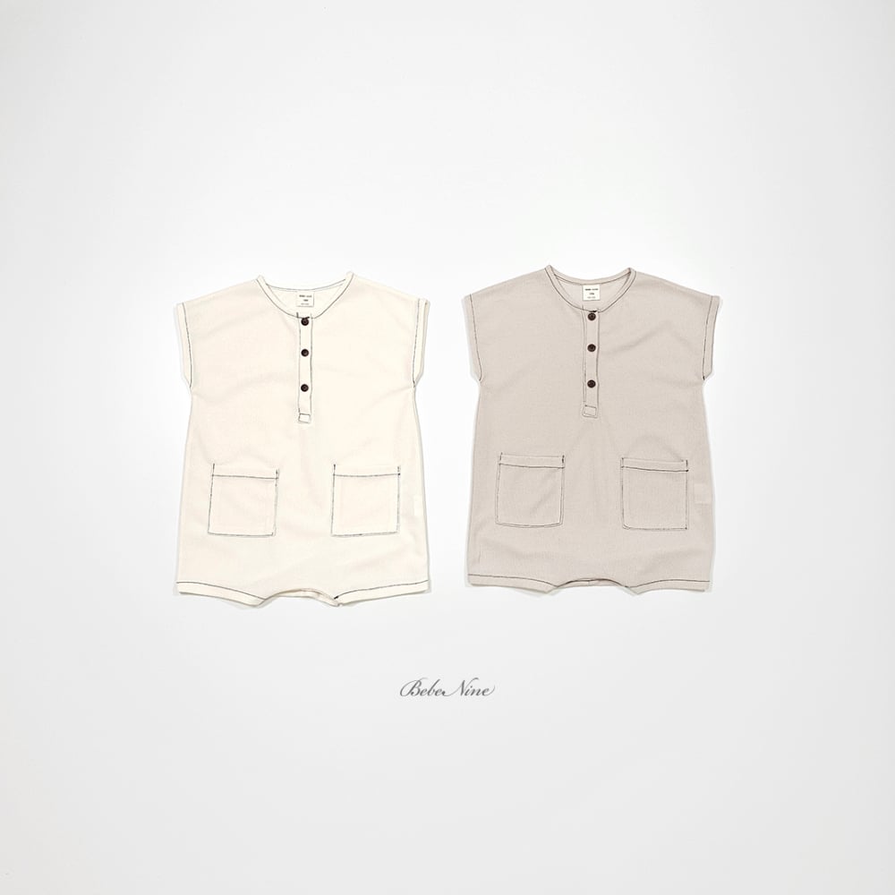 bebe nine41  (6m-24m) 2色樸素鈕釦口袋裝