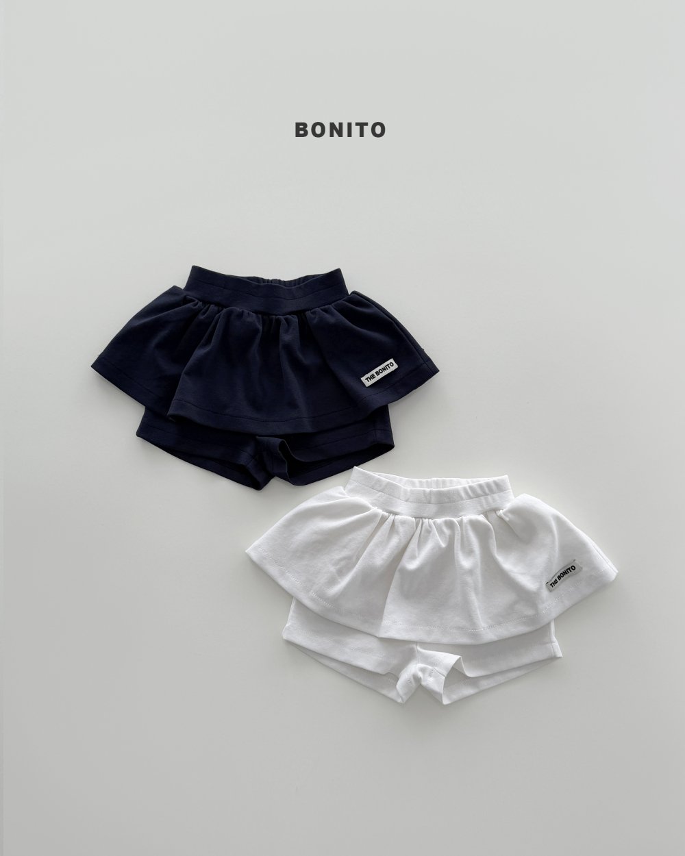 Bonito40｜(75cm-125cm) 2色素色小標短褲裙