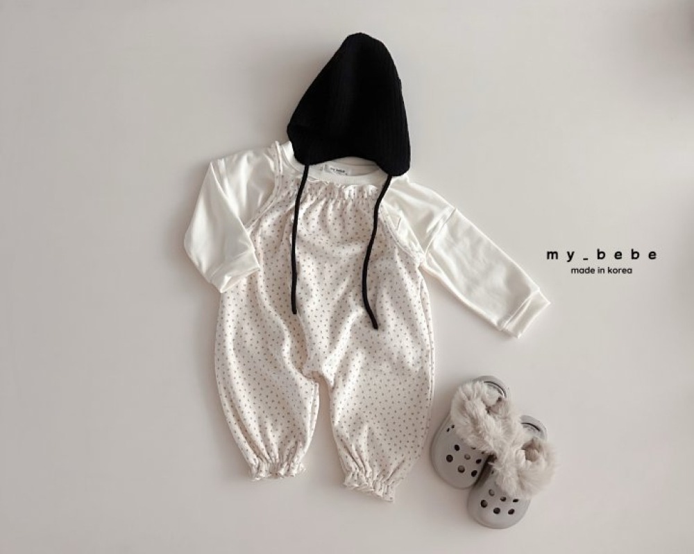 my_bebe25｜(-6m-12m-) 細肩印花內刷毛連身衣