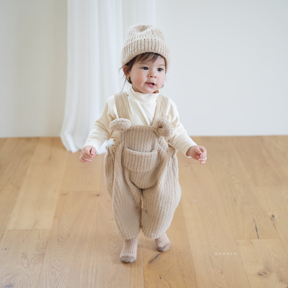 neneru04｜(60cm-85cm) 1色小熊燈芯絨吊帶褲