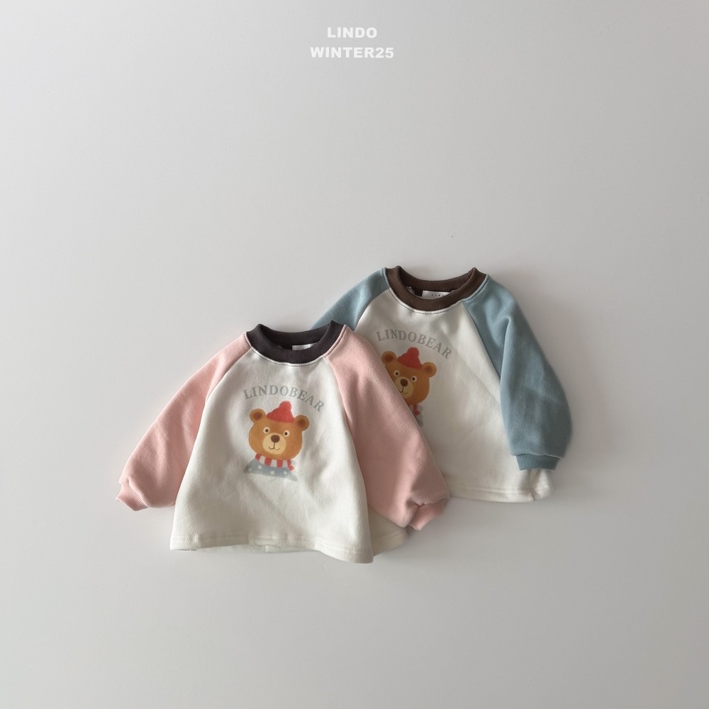 Lindo50｜(80cm-125cm) 小熊印花撞色上衣