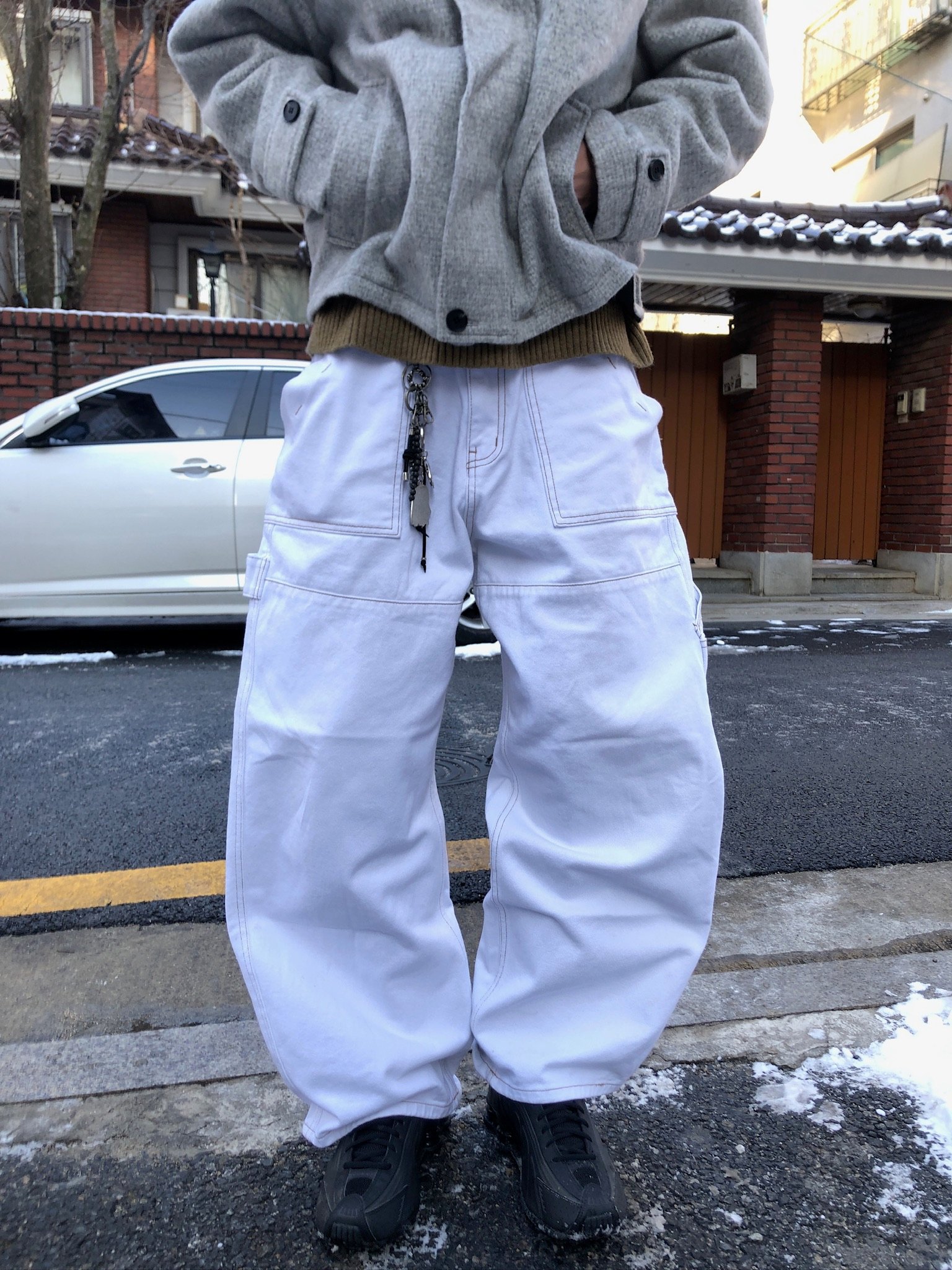 PERTED 特殊配色縫線 工裝 寬褲 - 2C