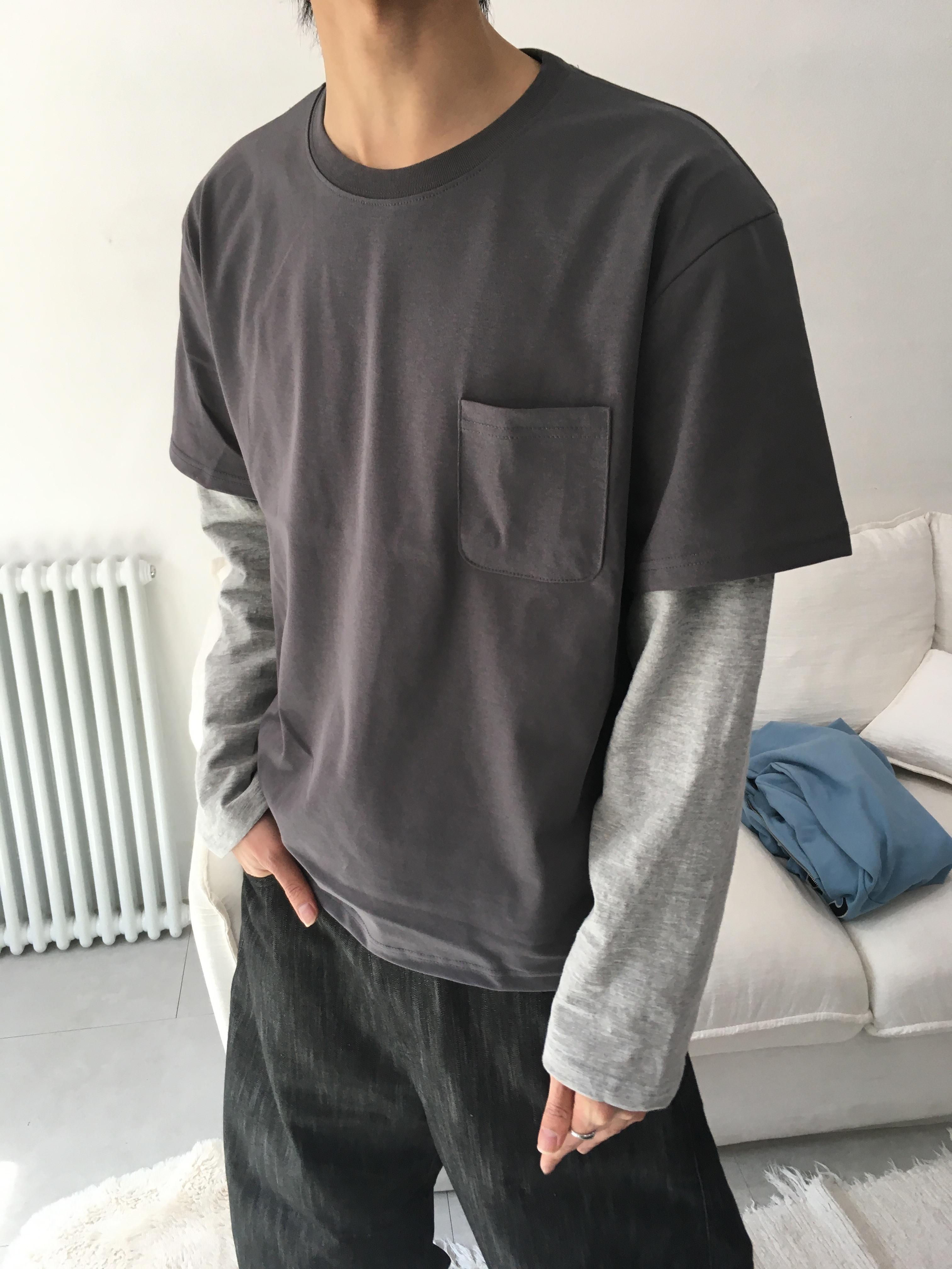 短版 素面 層疊配色穿搭 薄長袖 - 4C