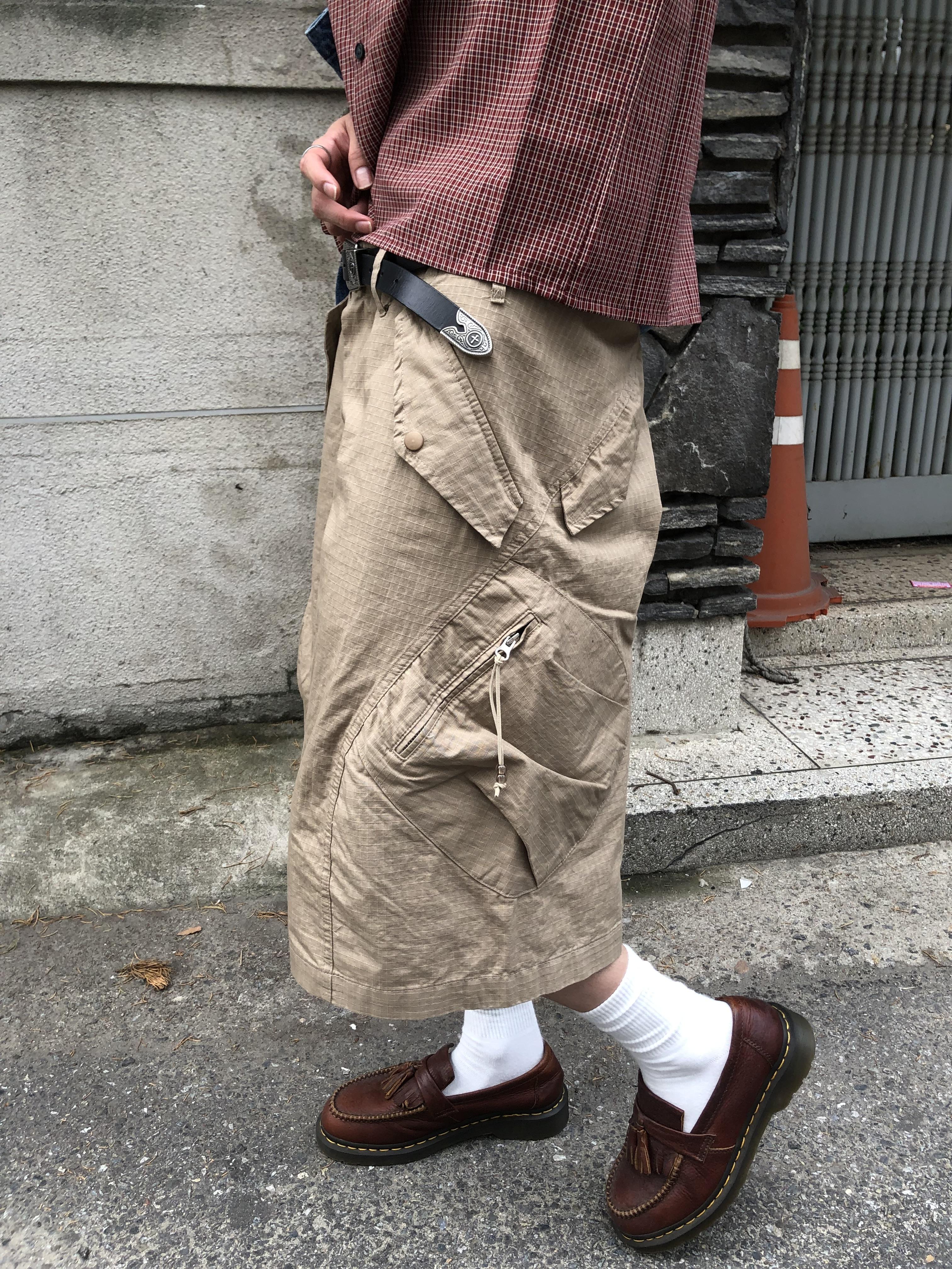 復古街頭 類尼龍 夏季清爽 斜口袋 工裝短褲 - 3C