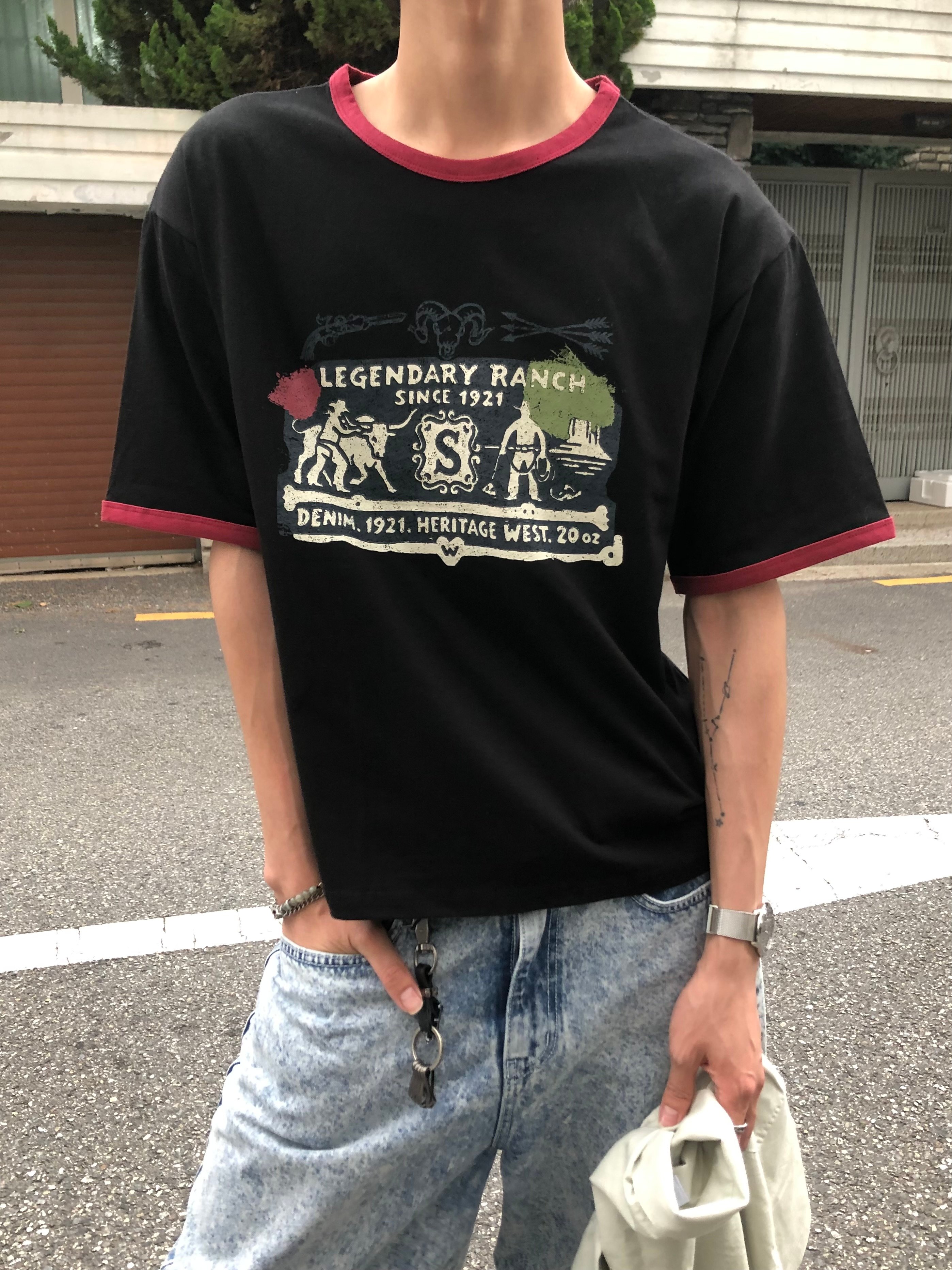 西部牛仔 復古王者 配色細節 短版 短袖 - 3C