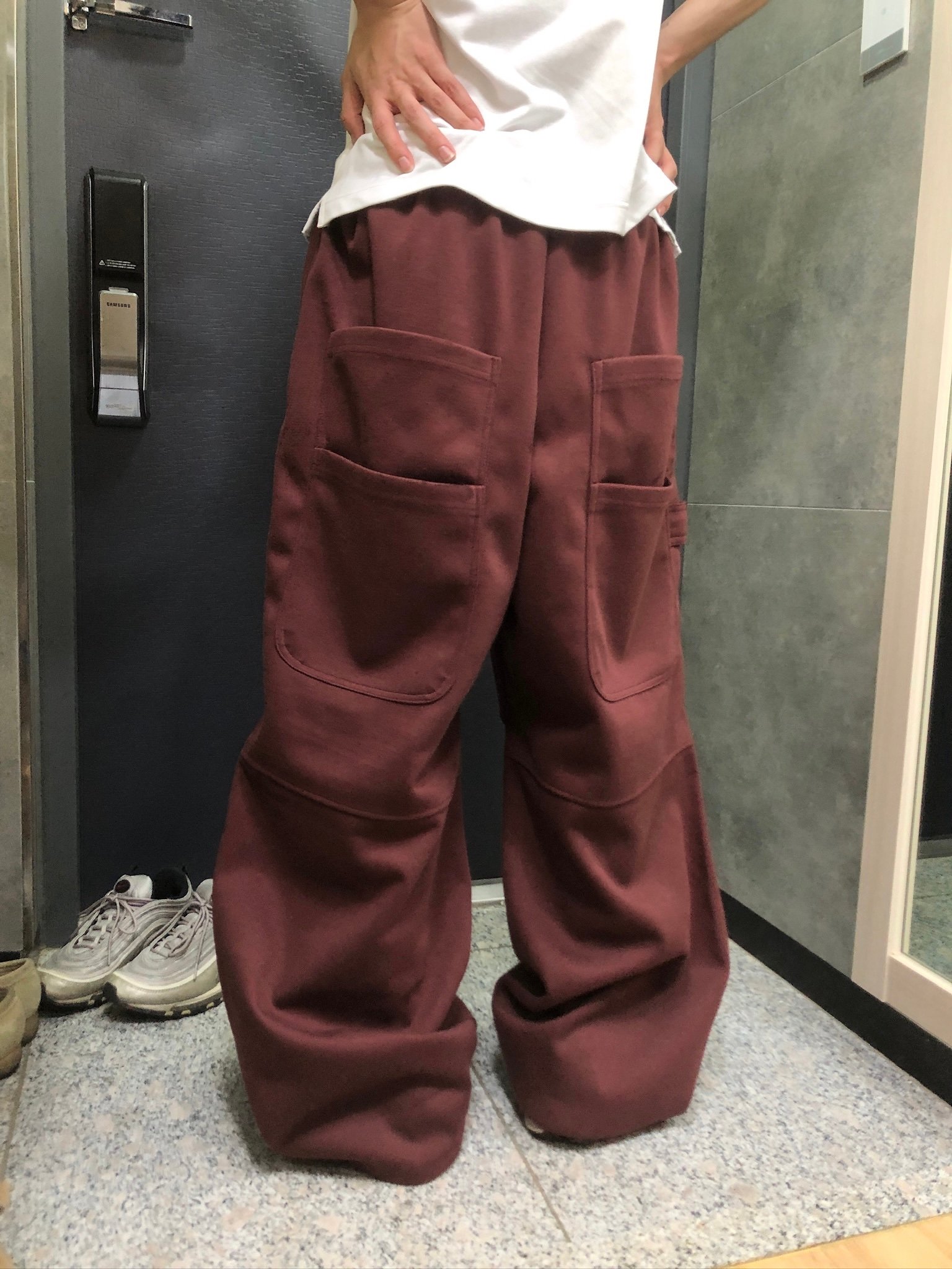 層疊口袋 降落傘 空氣棉 寬版棉褲 - 4C