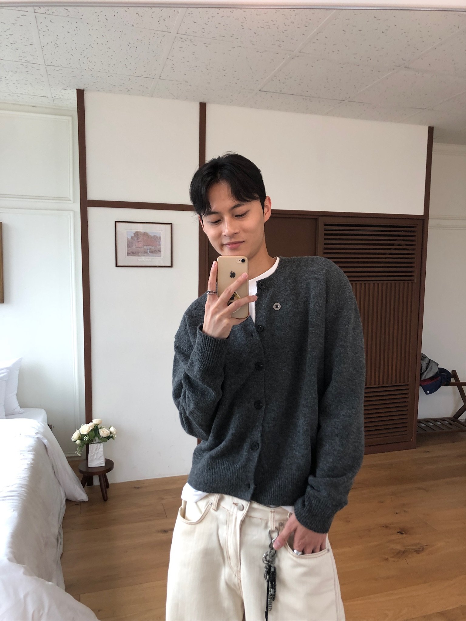 秋冬極簡風 精緻鈕扣 短版針織 羊毛開襟衫 - 3C