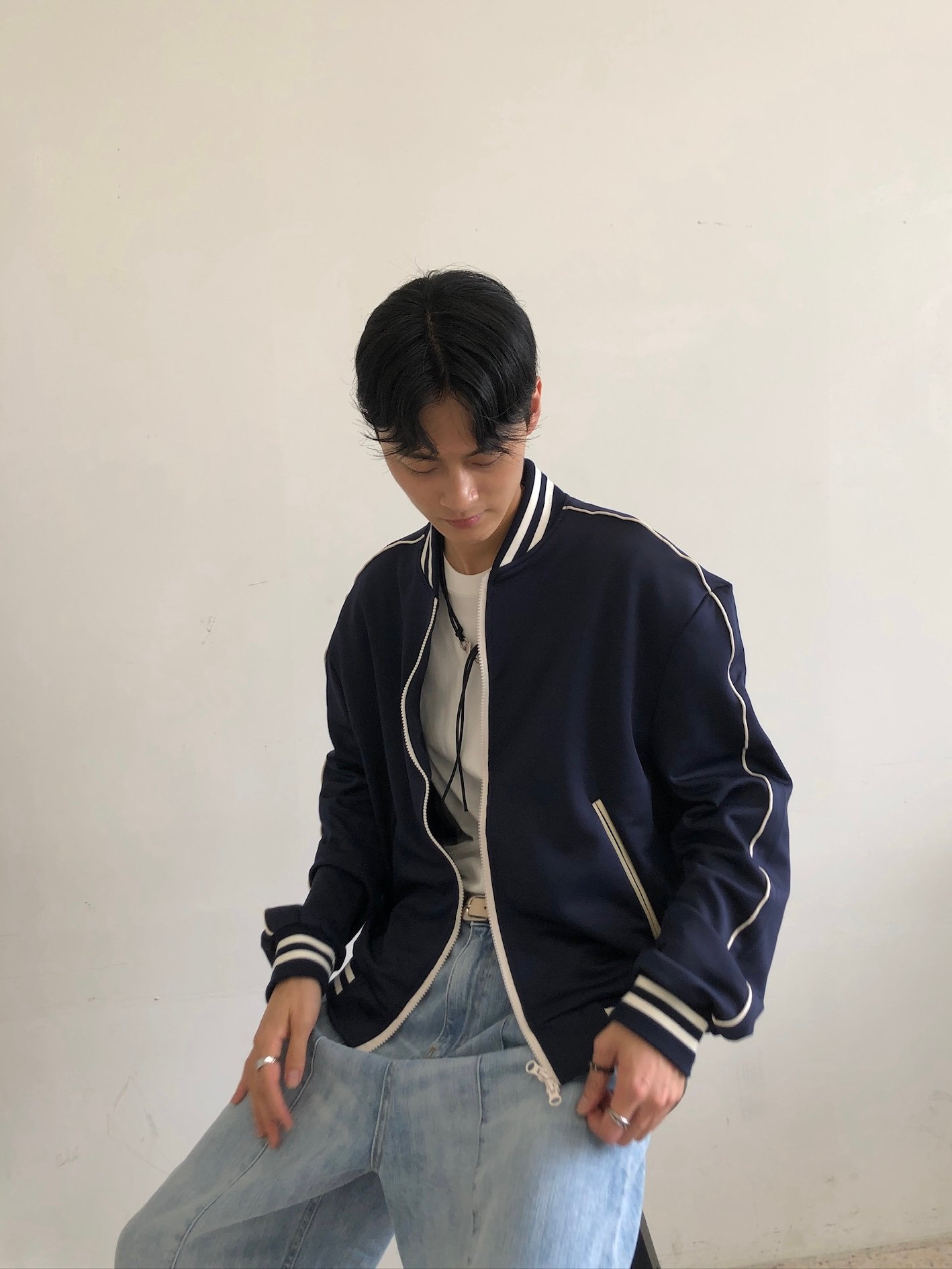高級街頭 鬆弛神衣 邊線 棒球外套 - 2C