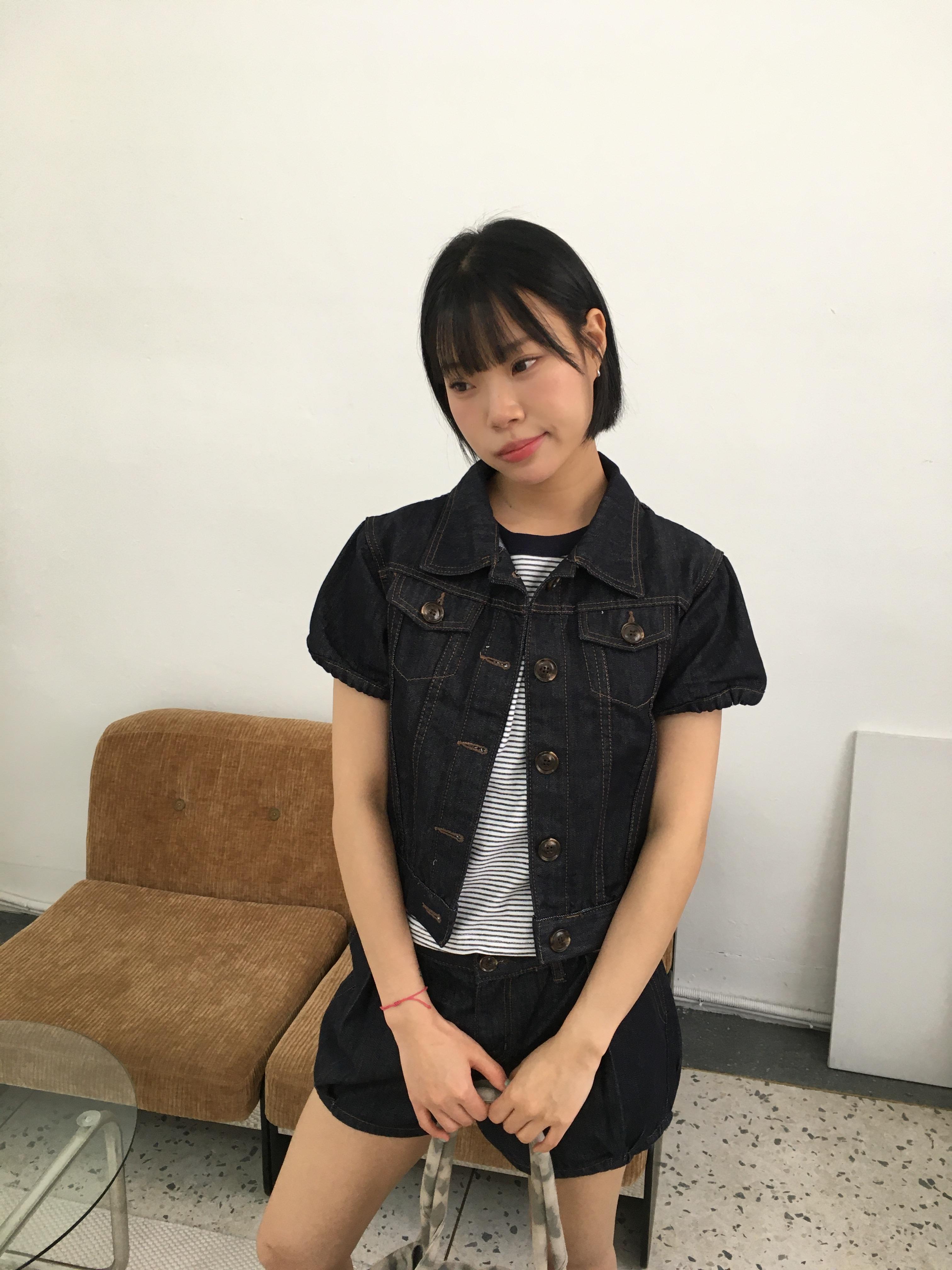 夏季涼感 韓系休閒感 牛仔短袖 襯衫 (set-up) - 1C