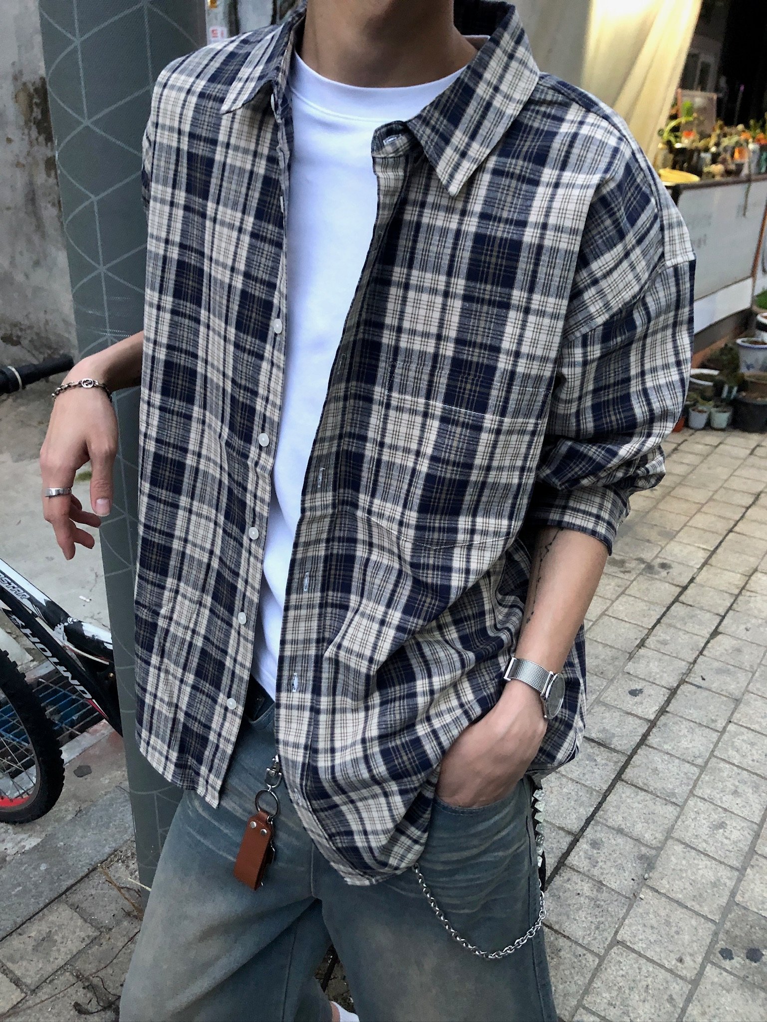 名古屋 懷舊日式街頭 格紋 襯衫 - 2C