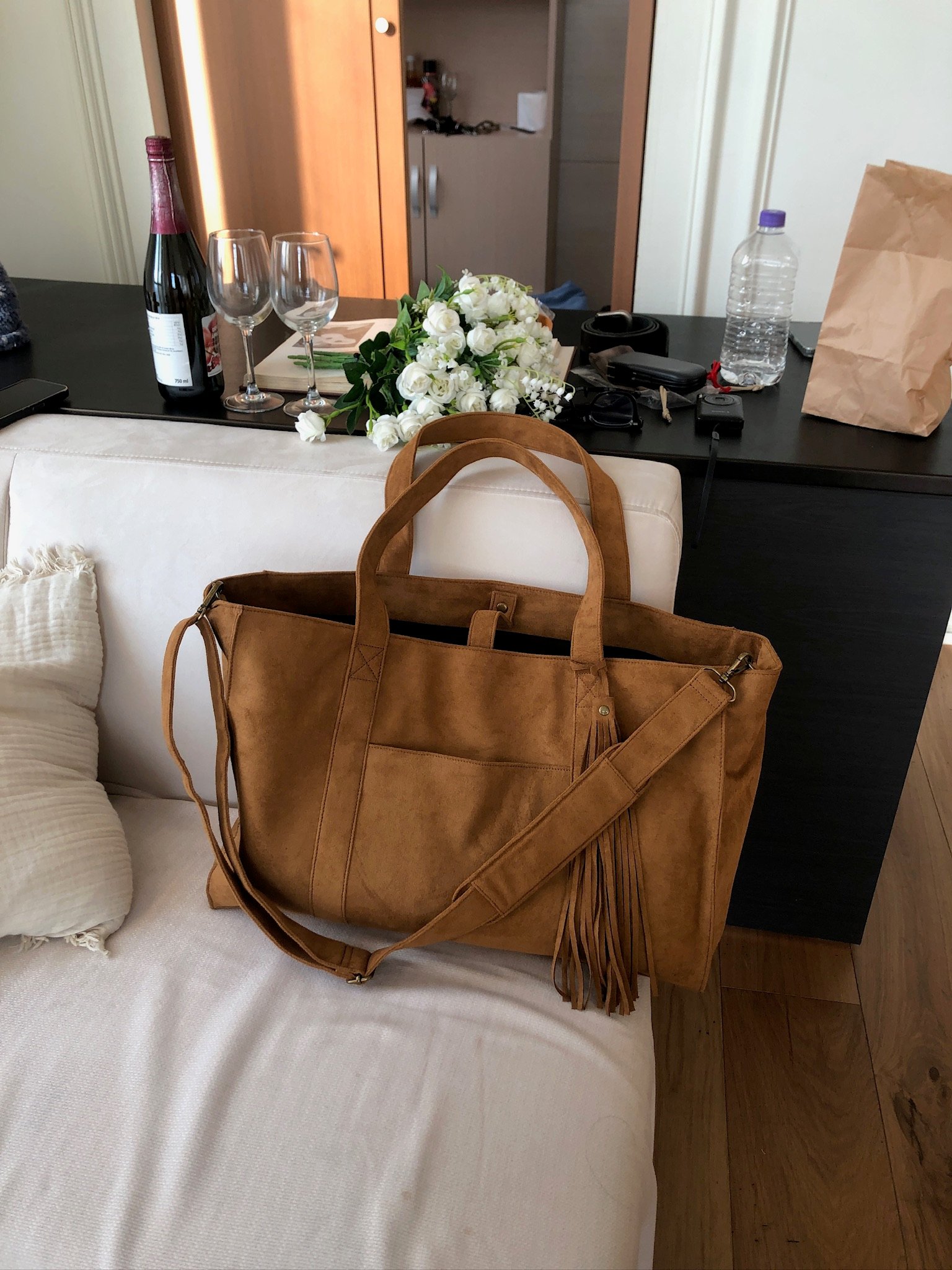 羅馬文藝復興 高檔麂皮 大容量 肩背 托特包 - 2C