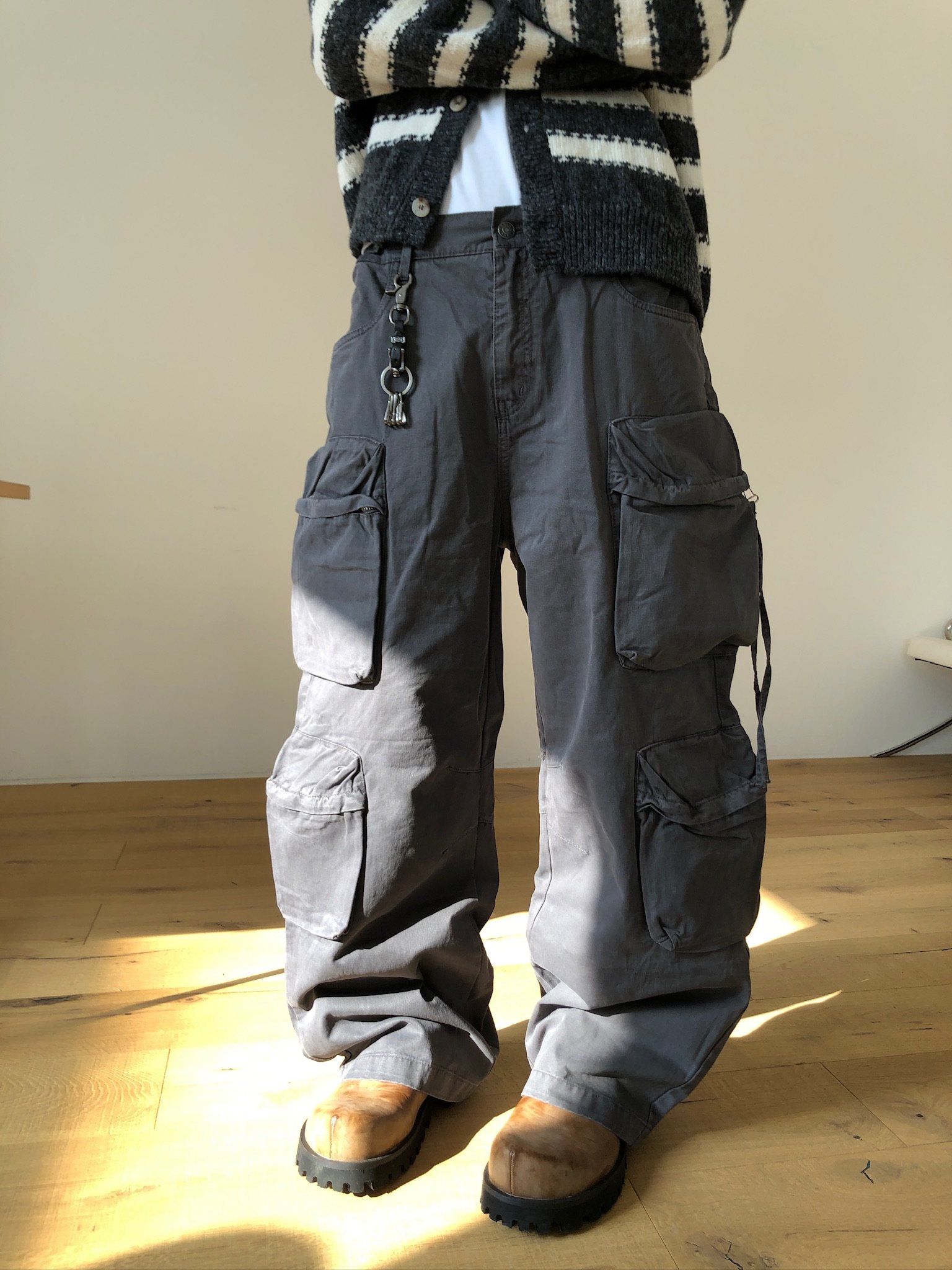 韓系街頭 立體工裝 多重大口袋 寬褲 - 3C