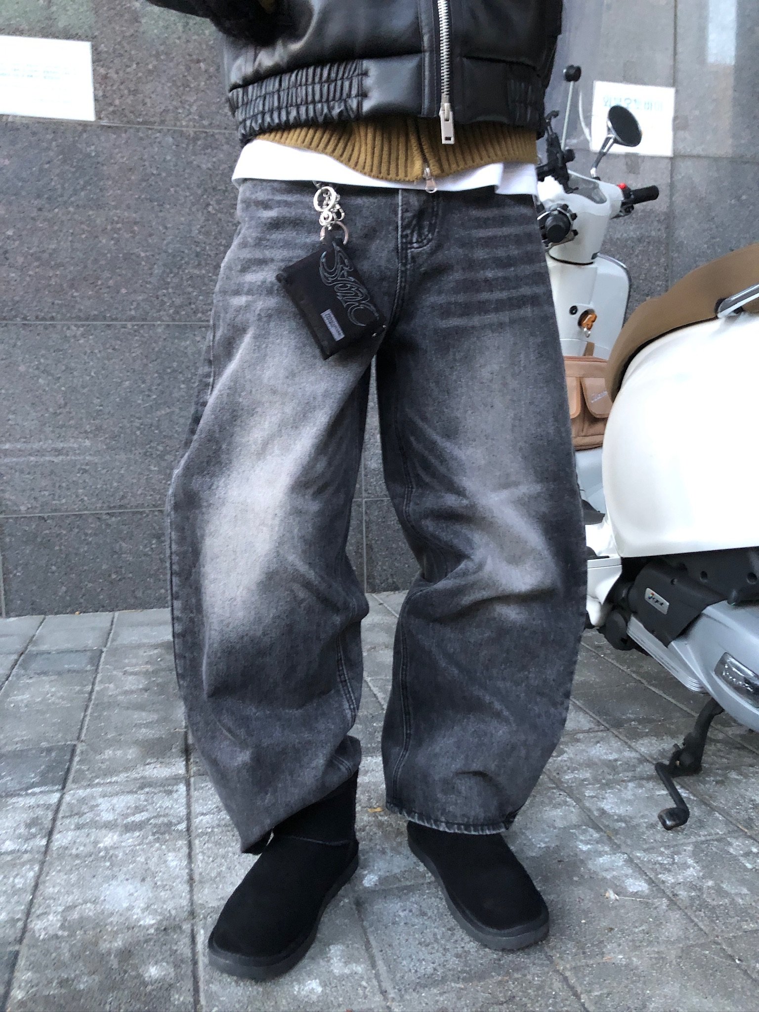 韓系休閒 漸層水洗 寬版 牛仔褲 - 3C