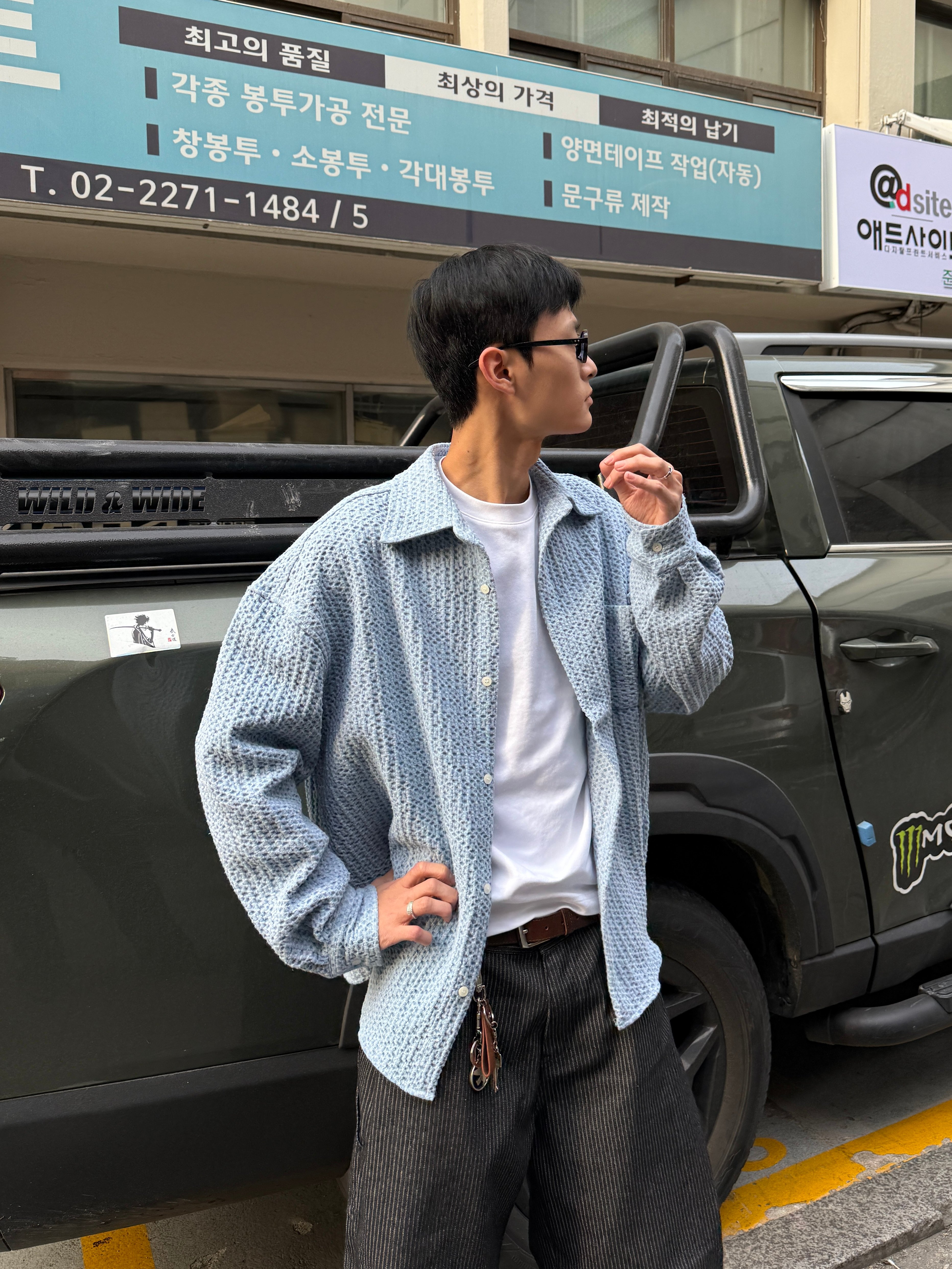 現代摩登 春季格紋 牛仔 襯衫夾克 - 2C