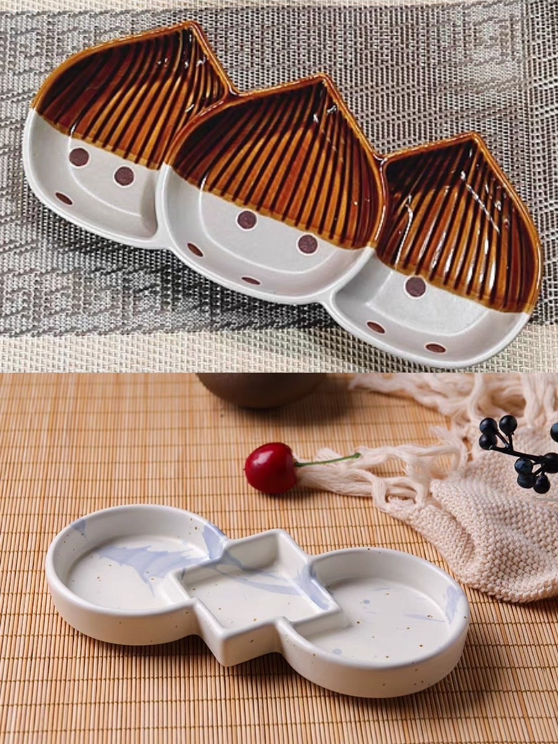 可愛餐盤三格(栗子/藍白款)