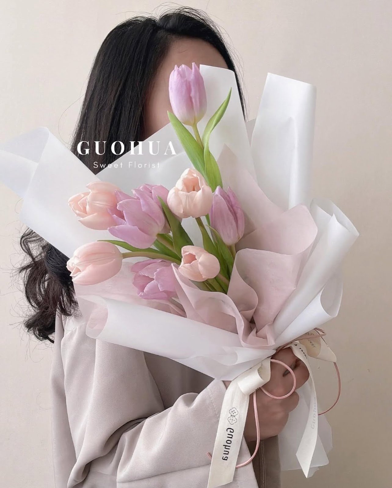 鬱金香9枝包裝花束