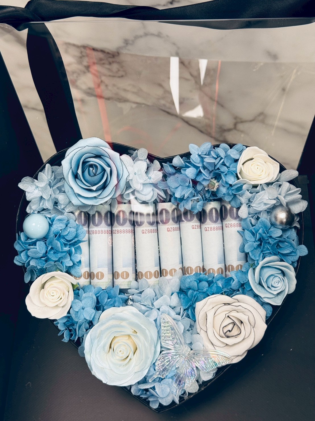 【客製化】愛心有錢花香氛永生花盒