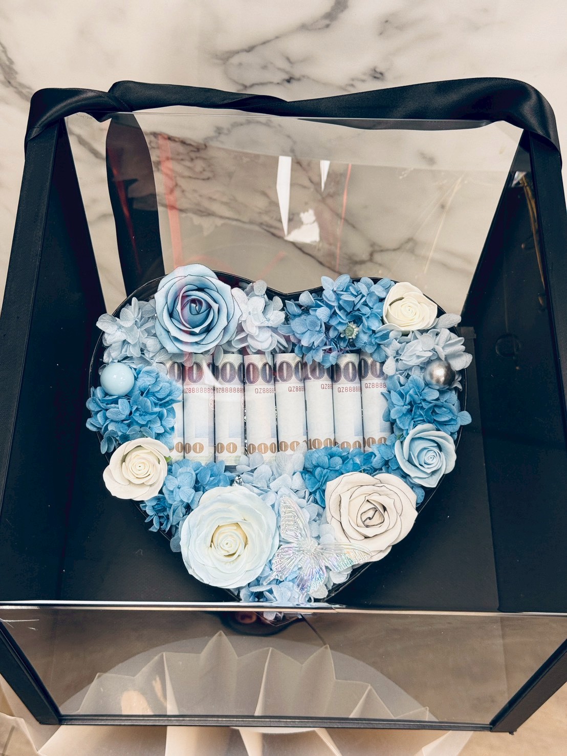 【客製化】愛心有錢花香氛永生花盒