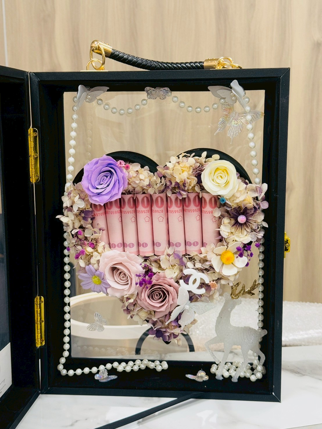 『客製化』愛心有錢香氛永生花禮盒