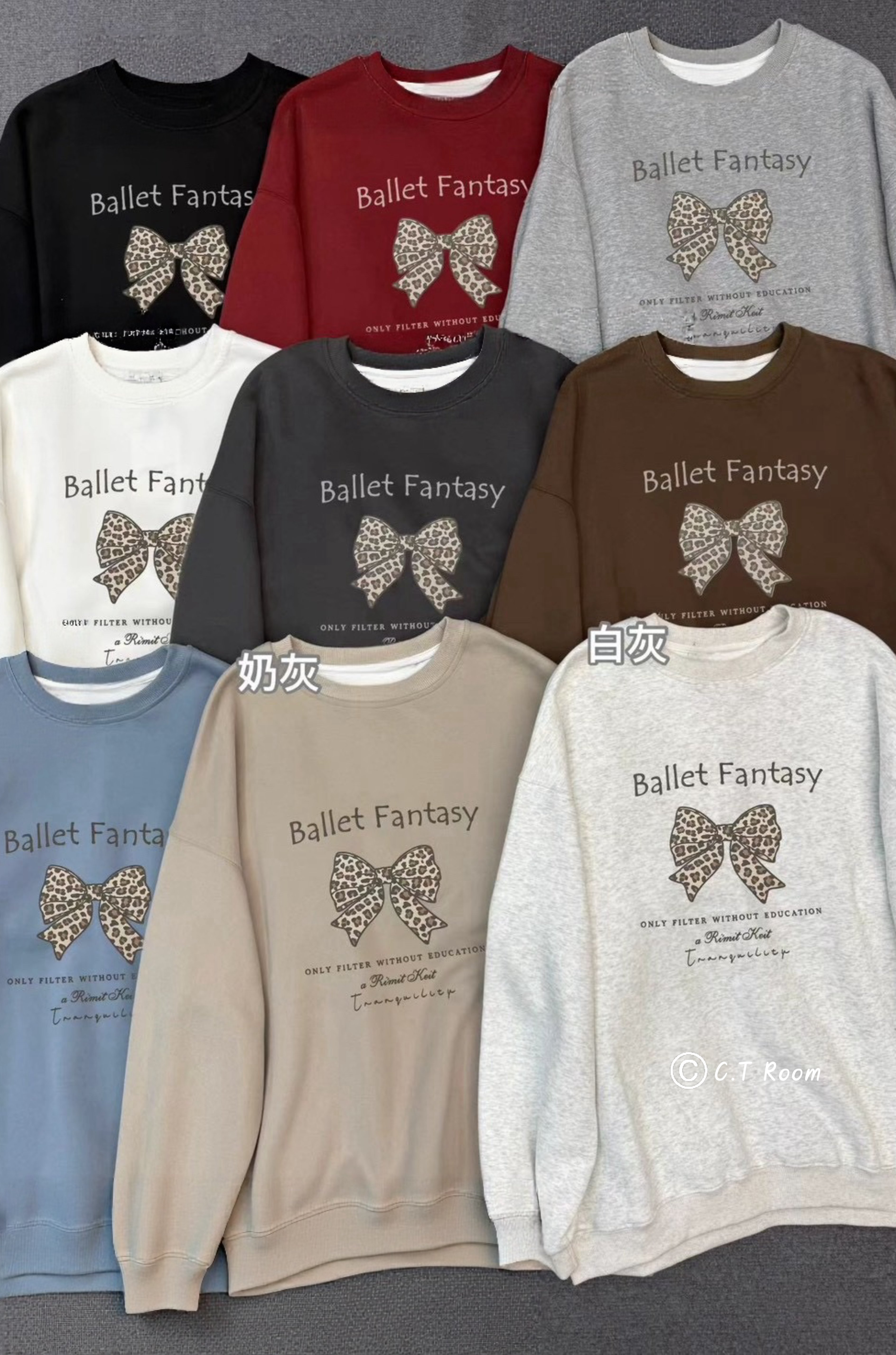 豹紋蝴蝶結大學T