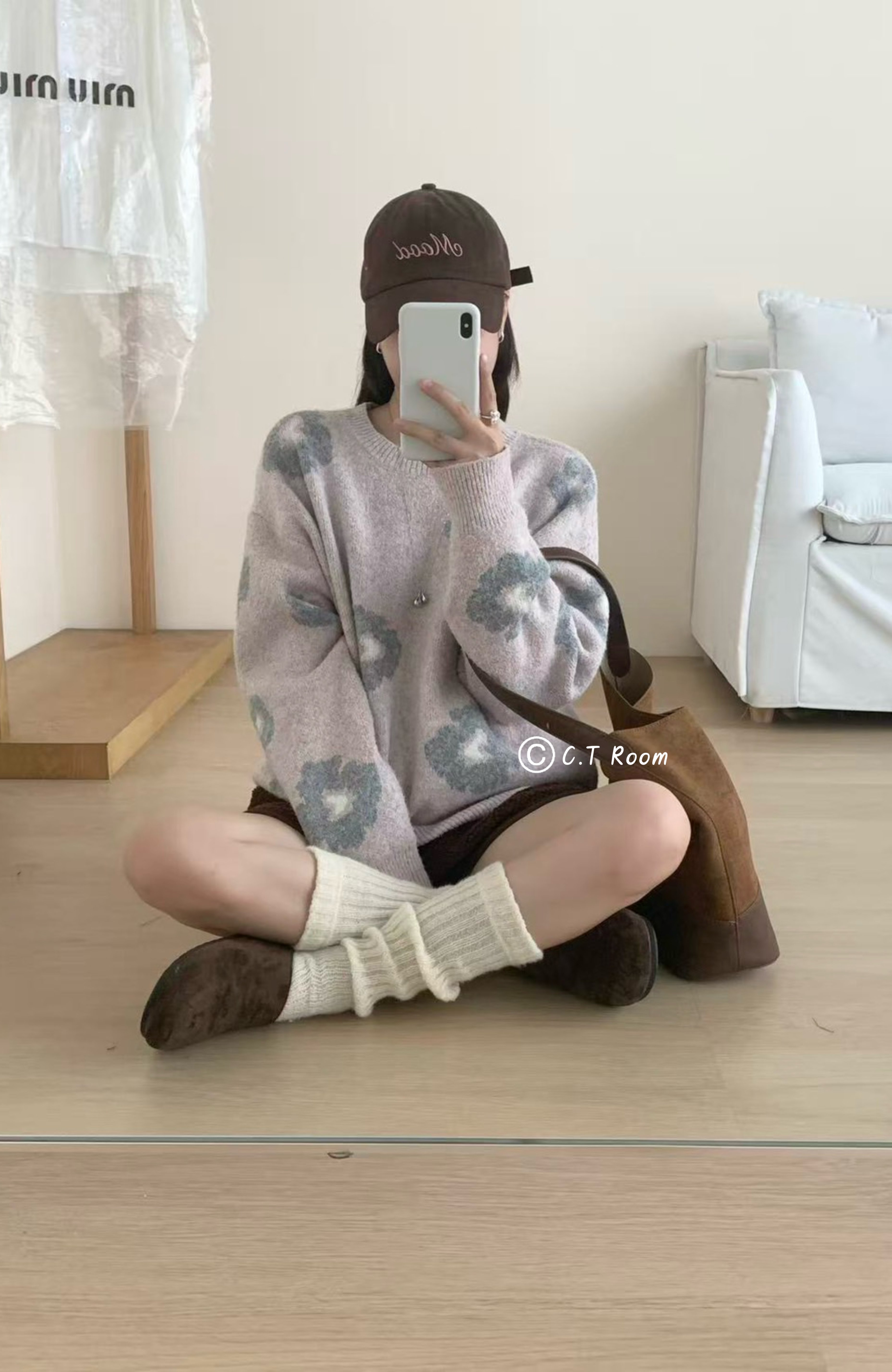 韓系粉嫩花花針織上衣