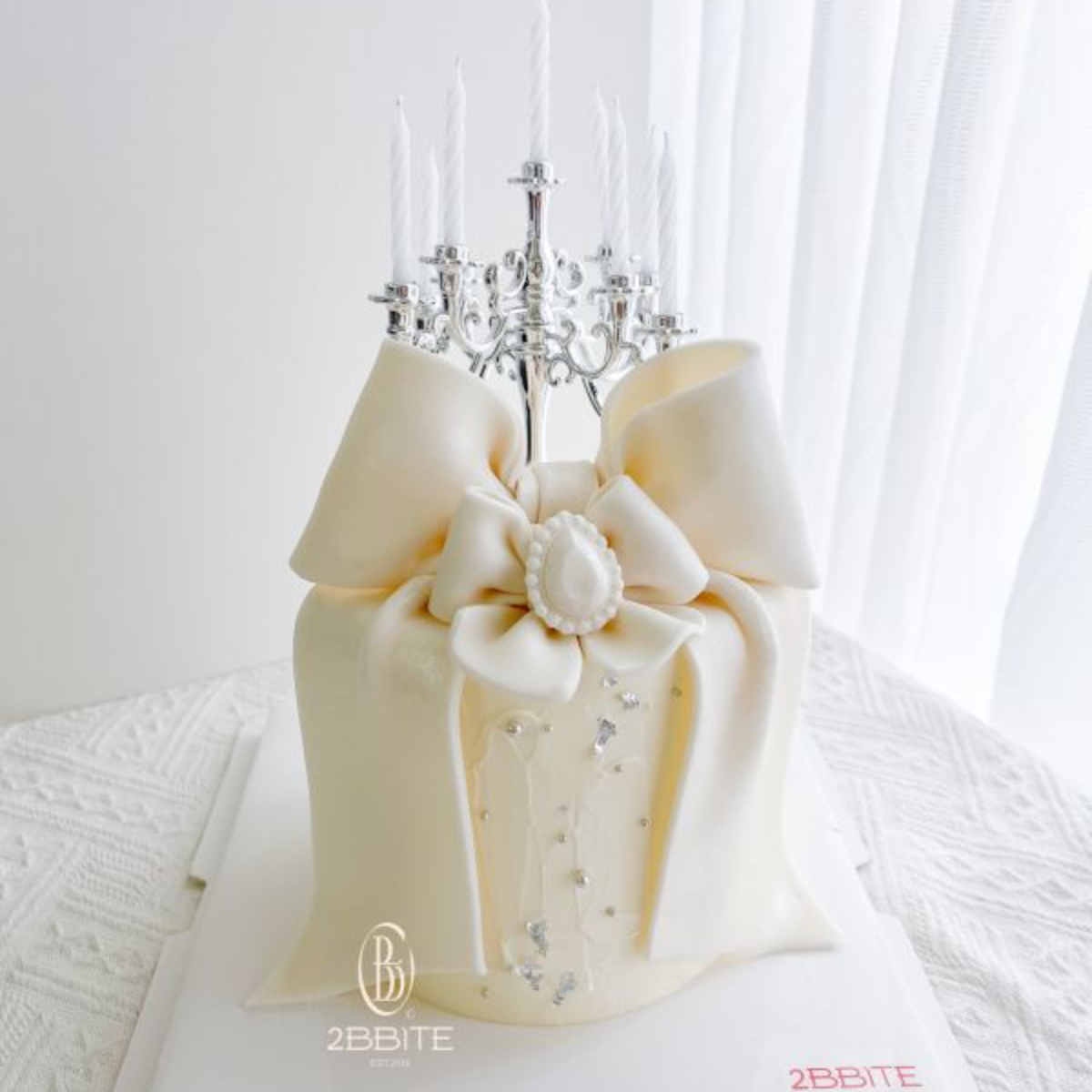 「翻糖・系列」雪白緞帶燭台