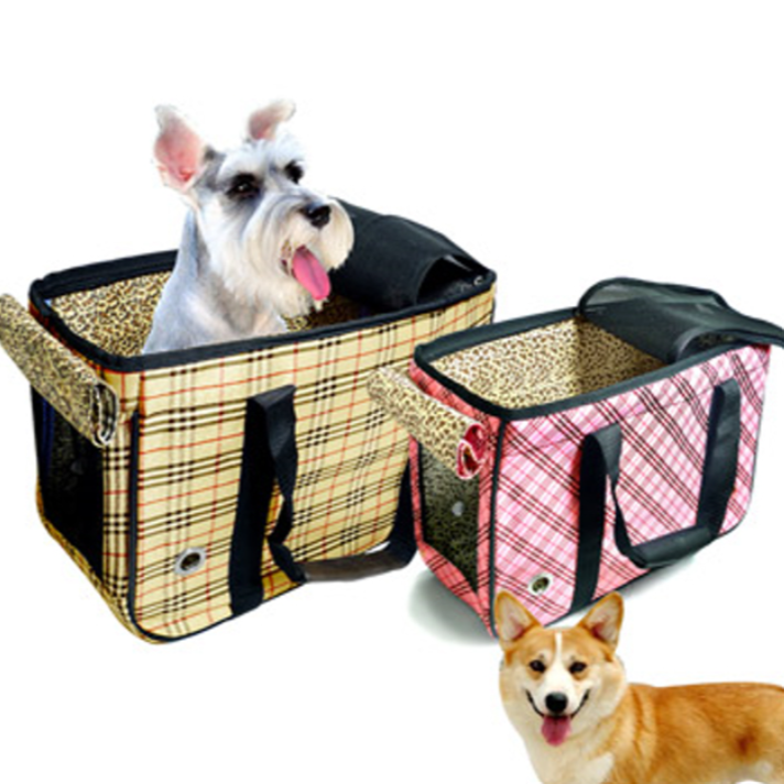 北歐格子風寵物時尚外出提袋【M 】中小型寵物專用