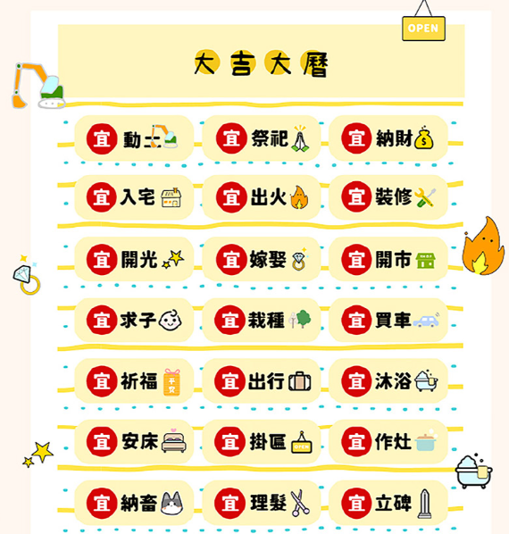 CLEAN 克林 大吉大曆 文創貼紙 手帳貼紙 信封貼紙 辦公室 萬用貼 原創貼紙 農民曆 老黃曆