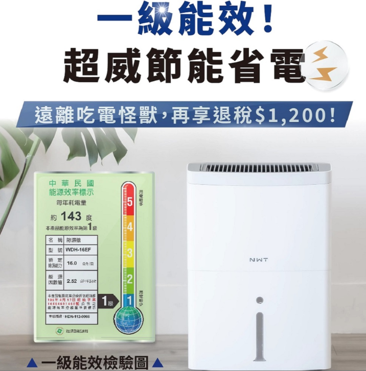 NWT 威技16L WiFi智慧除濕機WDH-16EF