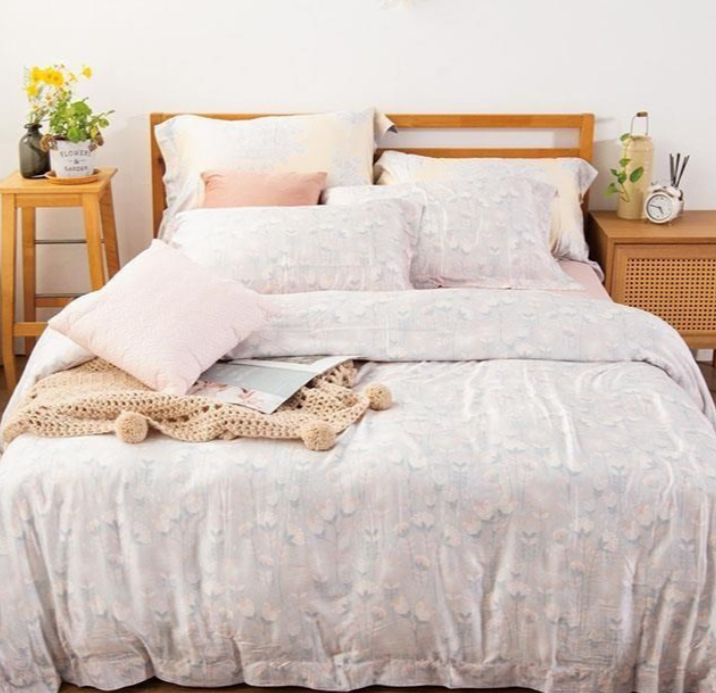 天絲100支Micro萊賽爾纖維兩用被床包枕套四件組 / 初瀾狂花 (6X7尺)