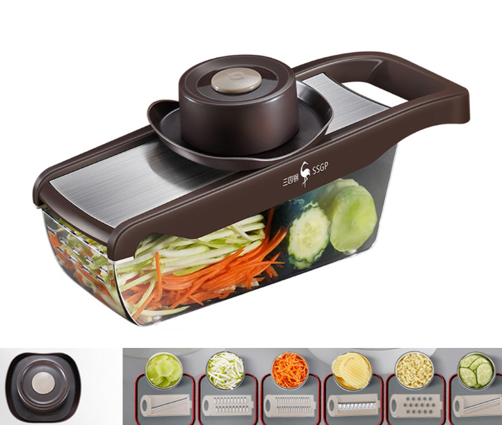 PUSH!廚房用品 切片機切絲薯片多功能擦絲器 刨絲器廚房不銹鋼切菜器D347