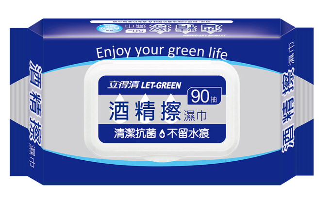 立得清酒 精 擦 濕紙巾 清潔抗菌 擦拭無水痕-食品級酒 精(90抽x12包)