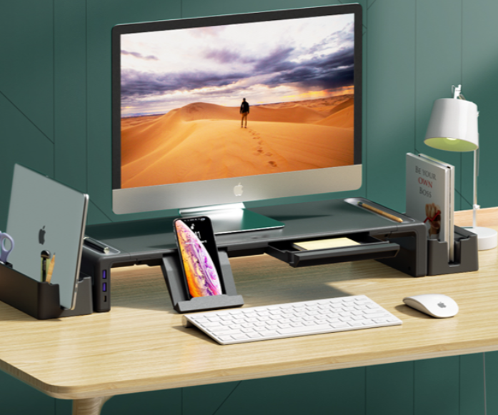 PowerRider T1 Plus 多功能USB3.0 Hub收納螢幕增高支架