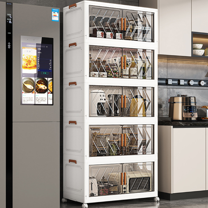 Mr.Box80面寬摺疊雙開門五層收納櫃-附滑輪