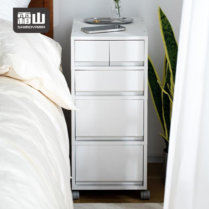 SHIMOYAMA 霜山【日本】無印風移動式四層抽屜置物收納櫃(附分類隔板)