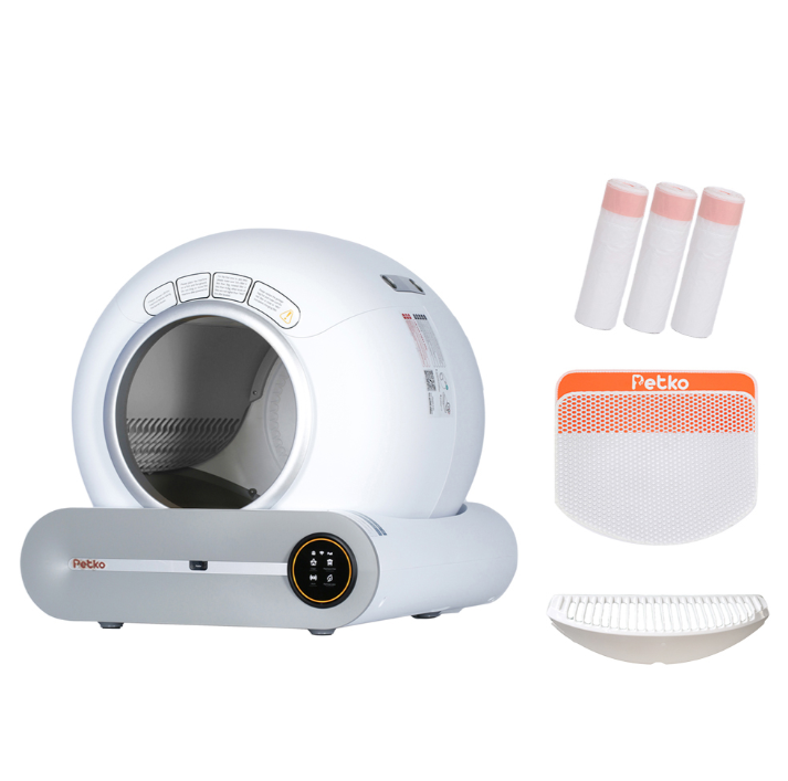 PETKO 佩可智能貓砂機/貓砂盆_可APP遠端操控-清潔配件組合(贈垃圾袋x3/漏砂墊/控砂盒)