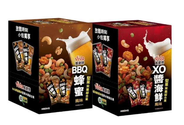 Viva 萬歲牌堅果米果綜合果盒裝 隨手包〔XO醬海鮮風味 蜂蜜BBQ風味〕(35gx4包/盒)