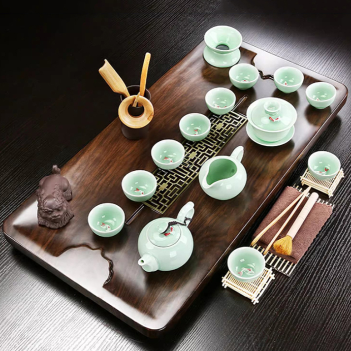 輕奢排水式泡茶盤 茶海 茶壺 茶具托盤組 茶道茶台泡茶器 泡茶壺茶杯組 茶杯盤套裝