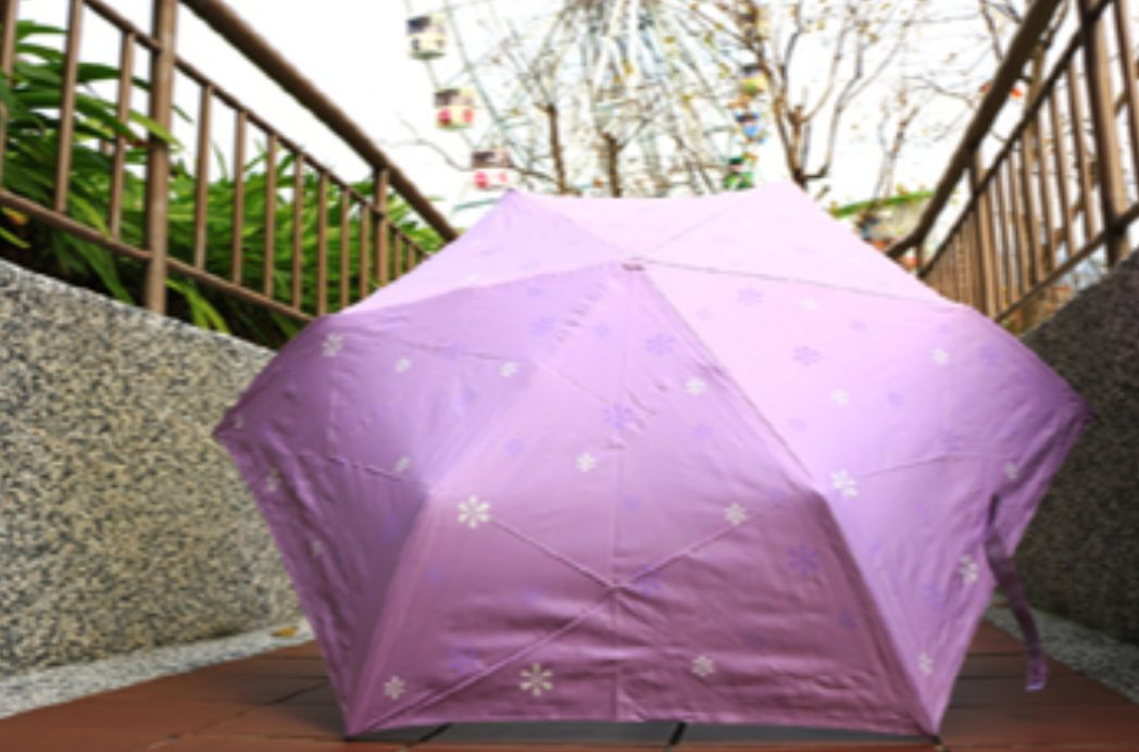 好雅FLS-3F47-UH-PP(紫底白花)*舒亦媚三折雪花抗UV超潑水超輕防曬塗膠遮陽晴雨傘