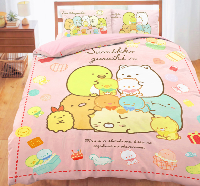 天絲雙人床包兩用被套四件組-角落小夥伴 角落小玩偶-粉