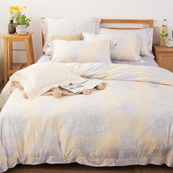 天絲100支Micro萊賽爾纖維兩用被床包枕套四件組 / 琉璃花苑 (3.5X6.2尺)