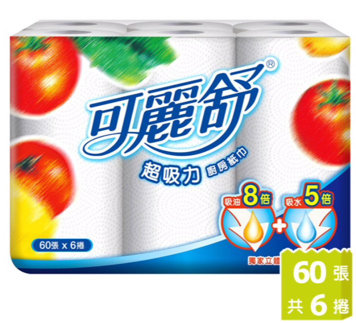 可麗舒廚房紙巾 (60張x6捲x2串)